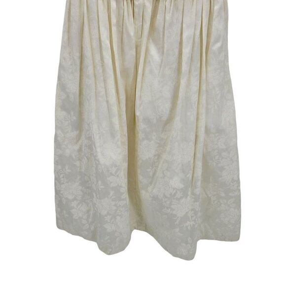 Vintage 80s Off Shoulder Full Maxi Dress M Vanilla Lace Bodice Prom Wedding - Picture 6 of 11